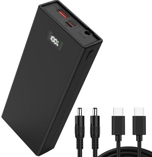 Batería de iones de litio recargable 74 W 12 V 3 A salida CC, fuente de alimentación UPS,soporte carga rápida QC/PD, para luz de tira LED, cámara de circuito cerrado, MP3, teléfono móvil (10000 mAh)