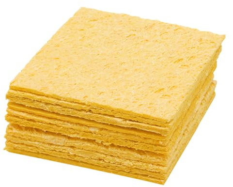 Soldering Sponge 10 pcs Iron Cleaner Pads Welding Soldering Tip Cleaning Sponge for Solder, Car, Household, Yellow, 61x61x2.7 mm