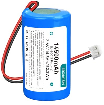 Palogreen ER34615M D-Size Batteria Li-SOCl2 3,6 V 14500mAh pour DSC ER34615M-T1 WT4911/WT4911B/WT8911/ ALEXOR Wireless Outdoor Siren WT4911BATT e sistemi di allarme ADT (non rechargeable)