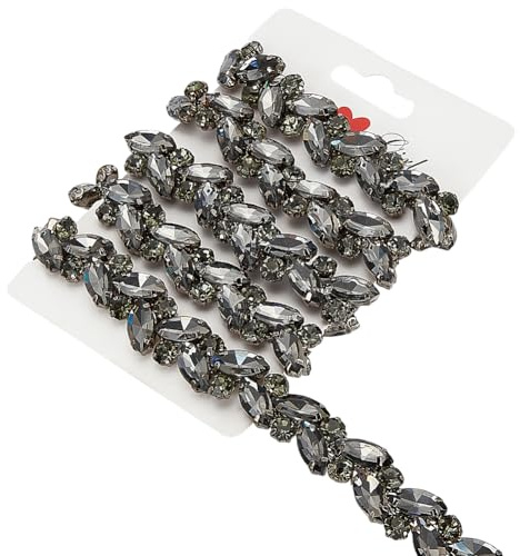FINGERINSPIRE 0.91 m Lange Kettenglieder Aus Glas Strass 16mm Breit Schwarz Rhombisch Runde Form Schmuckketten Perlenkettenrolle Mit Kartonpapier Halsketten Armbänder Bastelsets Für Schmuck