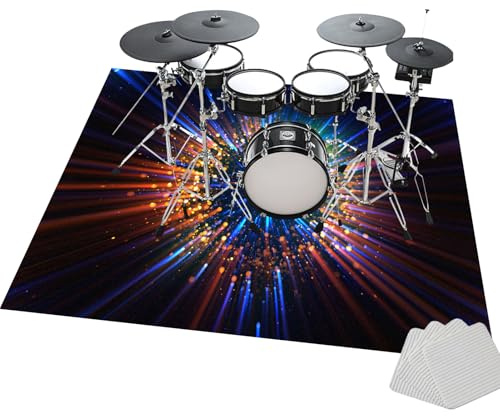 JaevKwzy Professioneller Drum Teppich | Schlagzeug Teppich | Professionelles rechteckiges elektronisches Jazz Schlagzeug Kit | 200 x 160 cm rutschfeste Drum Rug | Schallschutz Trommelmatte