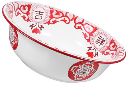 Mikikit Pentola Smaltata Rossa Capacità Grande in Smalto Resistente ad Alte Temperature per Impastare e Lavare Verdure Cucina Vintage Classica