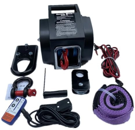 Carrete eléctrico, Cabrestante eléctrico portátil de 3500 lb a 6500 lb, 12 V, for barcos, coches, yates, camiones, barcazas, remolques, herientas manuales, máquina de tracción(50010023 5000LB)