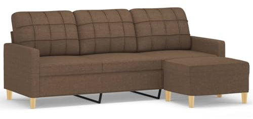 ULUYYUC Sofa Wohnzimmer Big Küchensofa Kleines für Jugendzimmer - 3-Sitzer-Sofa mit Hocker Braun 180 cm Stoff für Küche Wohnzimmer Esszimmer Schlafzimmer