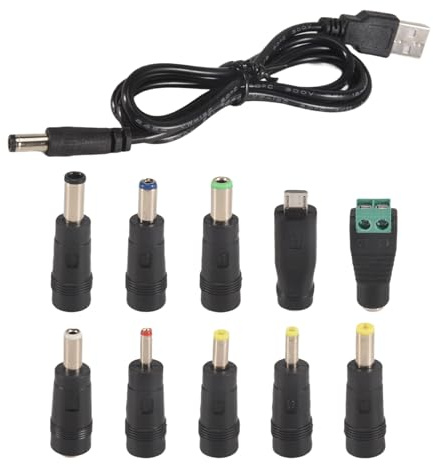 Sirxlevcy Cable de AlimentacióN USB una CC Cable de Carga Universal USB una CC Jack Cable de AlimentacióN con 10 Adaptadores de Conectores de Enchufe Intercambiables