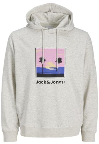 JACK & JONES Jjperry Sweat à Capuche, Blanc-Gris, L