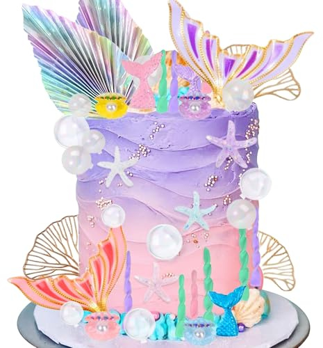 40PCS Under the Sea Cake Decoration Seashell Cake Topper