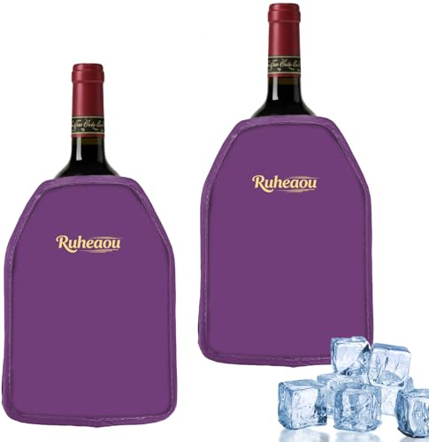 Wine Cooler Sleeve, Wine Bottle Gel Cooler Sleeve Freezer Chiller, Long Lasting Keep Wine Cool and Chill Sleeve for Prosecco Champagne Beer Wine Bottles(2count) (Purple)