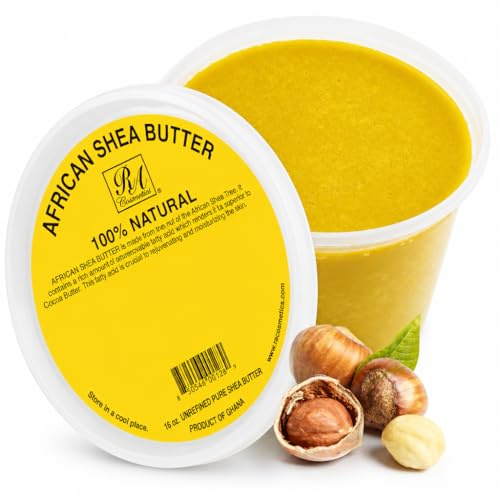 RA Cosmetic's 100% Natural Unrefined Yellow Shea Butter – Pure African Luxury for Skin & Hair - Sourced from Ghana - 16oz Jar