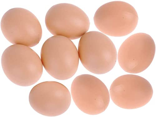 EQLEF Hühnerspielzeug Hühnereier, 10Pcs Kunststoff gefälschte Eier Künstliche Eier für Hennen Leichte Dummy Eier Unbreakable Realistische Eier Dekorative Eier für Ermutigung Legen Home Decor