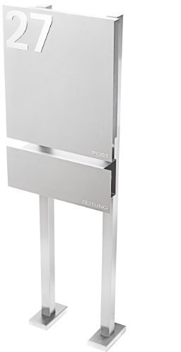 z-e-d Briefkasten Edelstahl freistehend Modern Silber Abschließbar