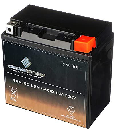 CB CHROMEBATTERY YTX14L-BS Maintenance Free Replacement Battery for 2004-21 Harley-Davidson Motorcycle: 12 Volts, 1.4 Amps, 12Ah, Nut and Bolt (T3) Terminal