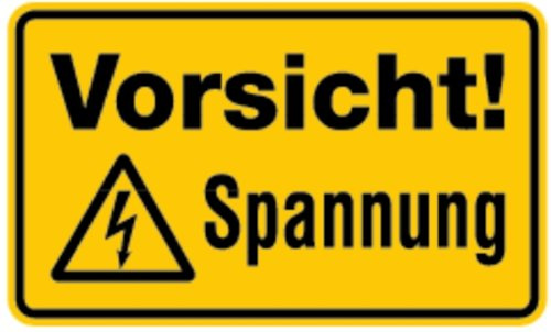 LEMAX® Warnschild, Vorsicht! Spannung Alu geprägt Gelb Aufdruckfarbe: Schwarz 200x120mm