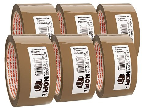 Packband Nopi® Pack 66 m x 50 mm, braun Set zu 6 Stück