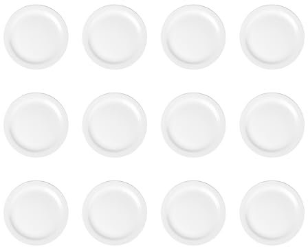 Olympia Assiette Athena à bord étroit (Lot de 12), petite assiette plate à bord étroit 22,6 cm, blanc, porcelaine super vitrifiée, passe au micro ondes, certifié BS4034 pour un usage hôtelier, CF363