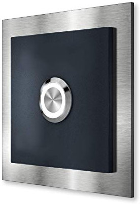Metzler Edelstahl Türklingel in Anthrazit - Bi-Color Klingelplatte mit beleuchtetem LED-Klingeltaster - Pulverbeschichtet in RAL 7016 Feinstruktur Matt - Maße: 90 x 90 mm
