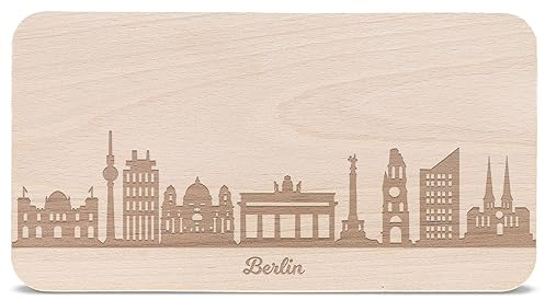 GRAVURZEILE Frühstücksbrettchen Berlin mit Skyline Gravur - Brotzeitbrett & Geschenk für Berlin Stadtverliebte & Fans - ideal auch als Souvenir