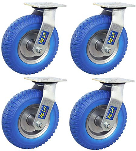 Pro-Lift-Werkzeuge 4 Stück Lenkrollen je 80 kg Tragkraft Vollgummi Durchmesser 220 mm Vollgummireifen Schwerlastrollen Transportrollen Rollen Stahlfelge 4x