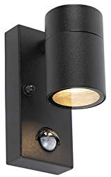 Qazqa Modern außen Wandleuchte, Außenlampe mit Bewegungssensor, Wandlampe für den Garten - Solo - Schwarz, max. 35W, Geeignet für LED, 7cm, IP44