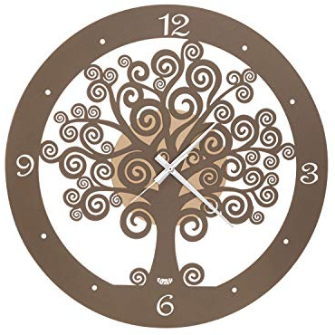 Arti & Mestieri Albero della Vita - Orologio Piccolo da Parete di Design 100% Made in Italy - in Ferro, Diametro 44 cm - Oro Laccato e Bronzo