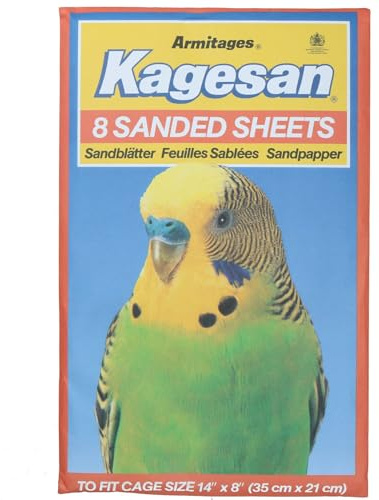 AB Tools 8 Sanded Sheets Sandpaper Cage Lining Budgies Caged Birds 21x35cm