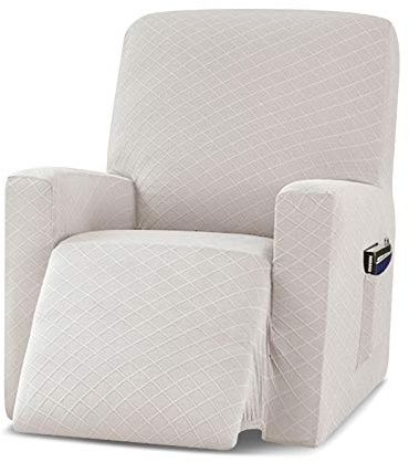 VanderHOME Sesselschoner Stretchhusse für Relaxsessel ,1-Stück Jacquard Husse Sessel-Überwürfe Sesselschoner Stretchhusse für Relaxsessel Komplett für Liege Sessel Recliner Sessel Weiß