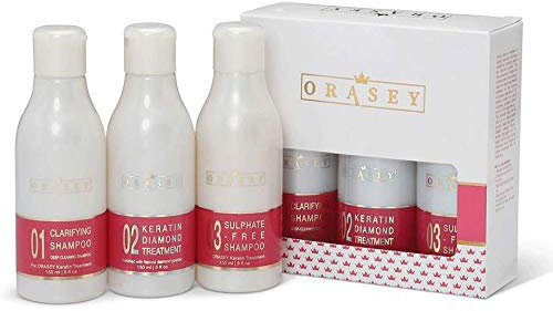 Orasey Alles In Einem KIT 3x150 ml Keratin Diamant Haarglättung 150ml & Reinigendes Shampoo 150 ml & Sulfatfreies Shampoo 150 ml