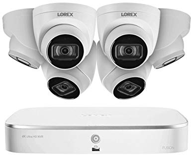 Lorex Technology N4K2-86WD 8 Channel 4K Fusion NVR System with Six 4K (8MP) IP Dome Cameras with Listen-in Audio, 130ft Night Vision, Color Night Vision, 6 Dome