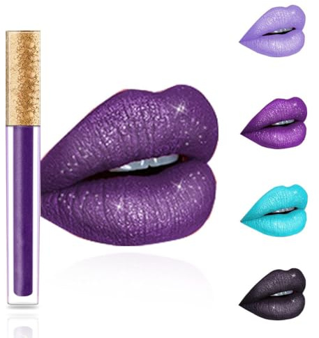Kilshye Matte Lipstick Long Lasting Waterproof Liquid Lipsticks Glitter Cream Lip Gloss High Pigment Lipstick Non Stick Cup Lip Makeup for Women and Girls, 1 Piece (Purple 11)