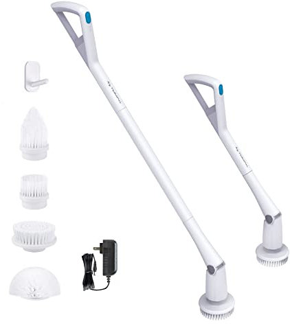 Tilswall M3 Brosse Nettoyage Electrique,Charge Rapide en 1 Heure,120 Minutes d'autonomie,2 Vitesses.Manche télescopique.Brosse nettoyante Salle de Bain pour la Salle de Bain,Le Sol,la Cuisine.