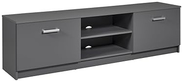 Inter Link - TV Kommode - TV Möbel - TV Konsole - 2 Klapptüren - 2 Fächer - Grau - Elenzio