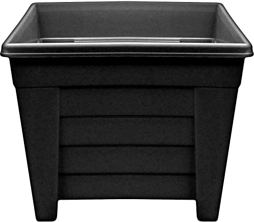 Optimal Products Long Trough/Oval/Square Plant Pot Plastic Planter Indoor Home Outdoor Garden Window Herb Flower Box (38cm Square Planter Ebony, 1)
