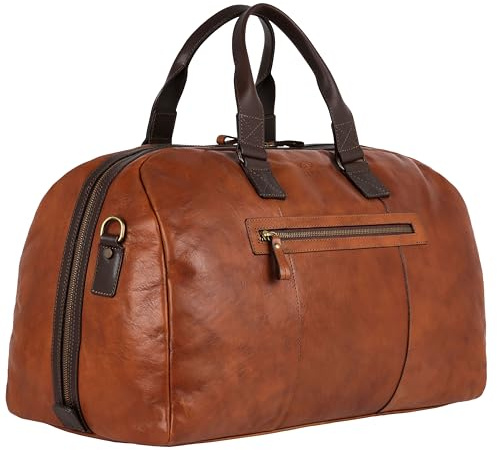 Time Resistance Leder Reisetasche – Duffel Tasche aus Vollnarbenleder – Gym Sporttasche für Herren und Damen – Übernachtungs- oder Wochenendtasche – Weekender Tasche – Gepäcktasche Bag aus Leder