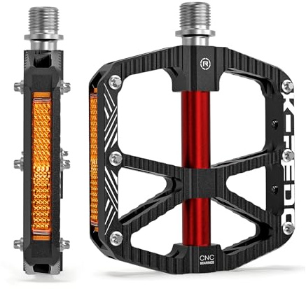 K PEDC MTB Mountainbike Pedale Plattform Flache Fahrradpedale Aluminiumlegierung Rutschfest 9/16 Zoll Metall Fahrradpedale mit 3 Kugellagern für Straße, BMX