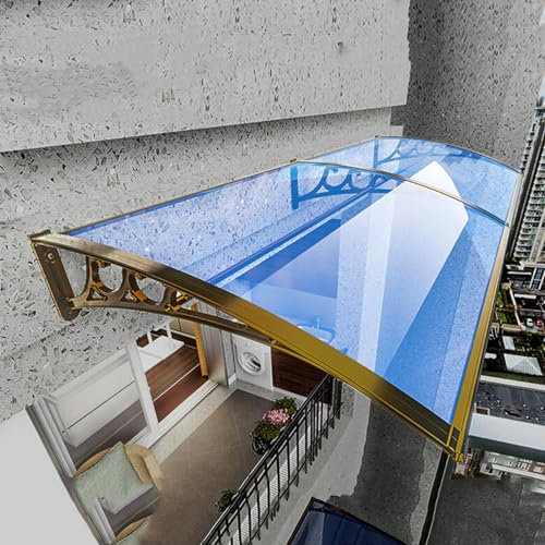 Haustürvordach,Pultbogenvordach,Vordach Überdachung,Pultvordach Vordach,Türüberdachung mit Aluminiumrahmen,Vordach Türdach,UV-Beständig/Selbstreinigend/Anpassbar (120x180cm/47x71)