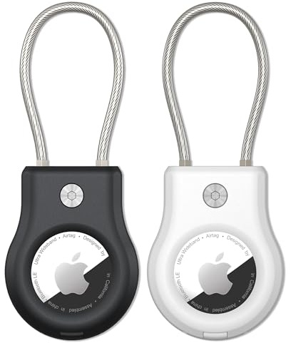 2er Pack SCALLOP Airtag-Schlüsselanhänger, Airtag-anhänger mit Drahtkabel Stabiler Schutz,Airtag Hülle Kompatibel mit Apple Airtag für Schlüsselanhänger, Schlüssel, Gepäck