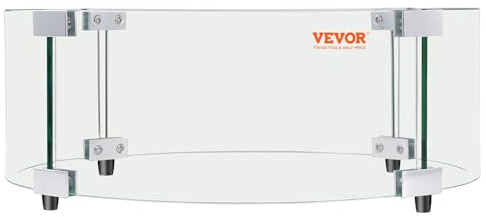 VEVOR Fire Pit Wind Guard, 740 x 214mm Round Glass Flame Shield, 6mm Thick Fire Table Accessory, Clear Tempered Glass Flame Guard for Propane, Gas, Outdoor, Patio, Backyard