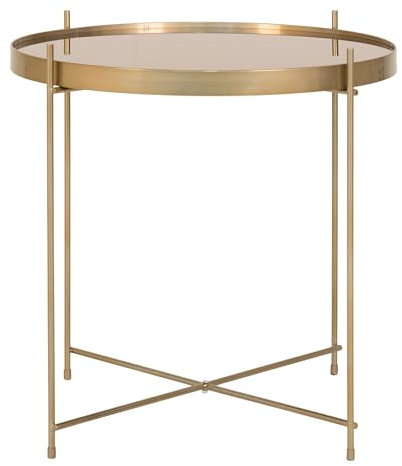 möbelando Beistelltisch >Venezia< in Messing, Glas - 48x48x48cm (BxHxT)
