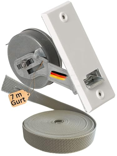 Rollwin Gurtwickler Unterputz 105mm inkl. 7m Gurt – Rolladen Gurtwickler Unterputz Weiß für 23mm Rolladengurt – Einlasswickler aus Deutschland – Rolladenwickler Rollo Aufwickler Gurtaufroller