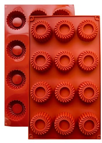 Moule en Silicone,1 Moule Spirale avec Revêtement Antiadhésif, Moule en Silicone Pâtisserie pour Muffins, Brownies, Gâteaux, Cake, Pudding, Glaçons, Gelée, Quiches (29 x 17 cm) – 12 cavités
