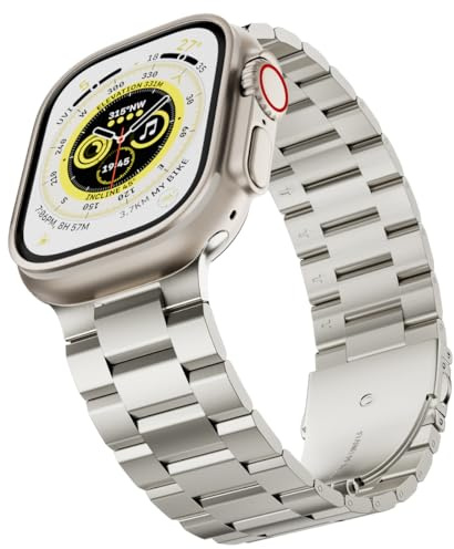 SUNFWR Compatible avec Bracelet Apple Watch 42mm(Séries 10) en Acier INOX pour Hommes Femmes Remplacement,Bracelet en Métal en Acier Inoxydable pour iWatch Séries 10,Edelstahl Bands(Lumiere stellaire)