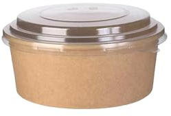 Générique 150 Pots à Salade en Carton Kraft 1500 ml avec Couvercle en RPET – Saladiers Ronds Idéaux pour Salades, Soupes et Plats à Emporter