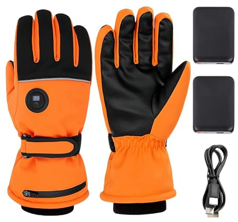 Guantes de moto calefactados - Guantes calefactados impermeables, guantes para correr con calefacción | Guantes de conducción de invierno, pantalla táctil, impermeables, recargables, reflectantes