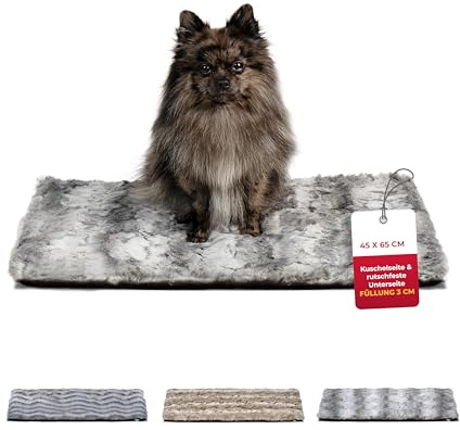 HS-Hundebett® Hundedecke Exklusiv mit Füllung und Anti-Rutsch XS (45x65 cm) – Gepolstert & Waschbar – Gemütliche Hunde Kuscheldecke – Shadow, Made in DE