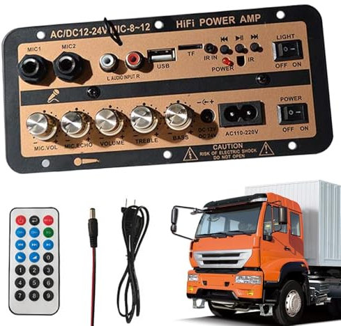 Pannello amplificatore per auto, amplificatore audio per auto, 12 V e 24 V, modulo audio stereo digitale, scheda altoparlante radio con telecomando per altoparlante del audio