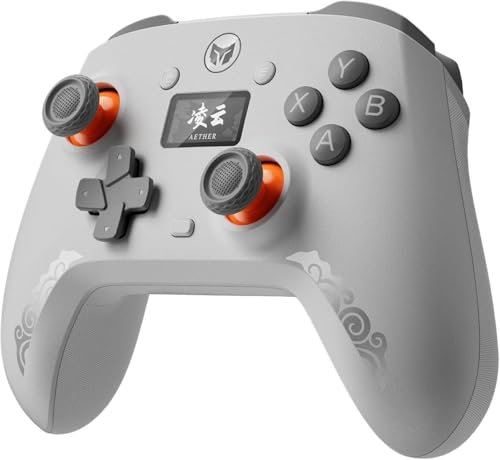 BIGBIG WON Wireless Gaming Controller with LCD Display – Hall Effect Joystick & Triggers, 1000Hz Polling Rate, PC/Switch/Android/iOS Compatible, Dual Back Buttons, Turbo, HD Rumble