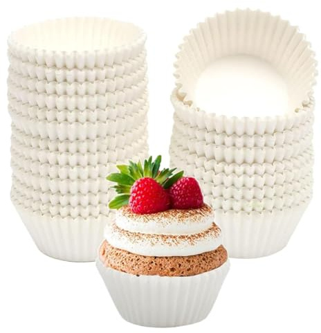 Large Cupcake Liners 500 Count, Standard Muffin Size Food Grade White Baking Paper Cups, Odorless and Bleach Free, for Perfect Cupcakes, Muffins, Cakes and Chocolates