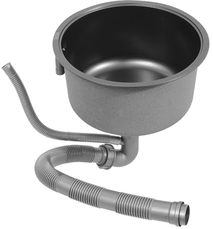 Runde Küchenspüle, Einschalen-Spüle, Runde Spüle Edelstahl Küche Einbau Waschbecken mit Deckel 36/40 cm Durchmesser für Wohnmobil Bar Restaurant (Schwarz, 40cm)