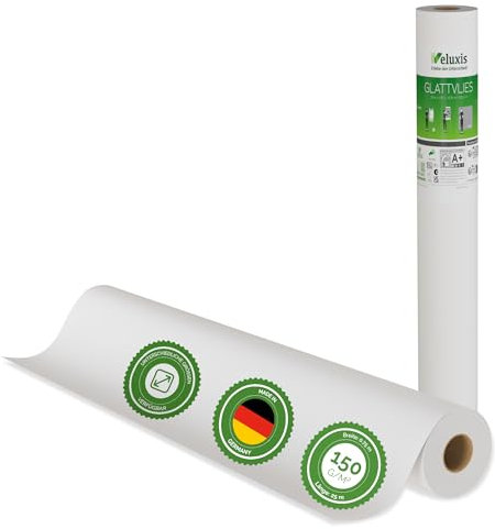 Veluxis® Premium Glattvlies als Untertapete & für Malerarbeiten – überstreichbar, rissüberbrückend, formstabil – Vlies Tapete, Wandvlies in Premium-Qualität (Weiß, 25,00 m x 0,75 m - 150g/m²)
