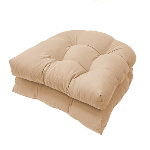 Genérico 2 Piezas Cojín de Asiento de sofá en Forma de U, Cojines en Forma de U para Interiores y Exteriores para Asiento de Silla de Mimbre para Mecedora de Interior y Exterior (Caqui)